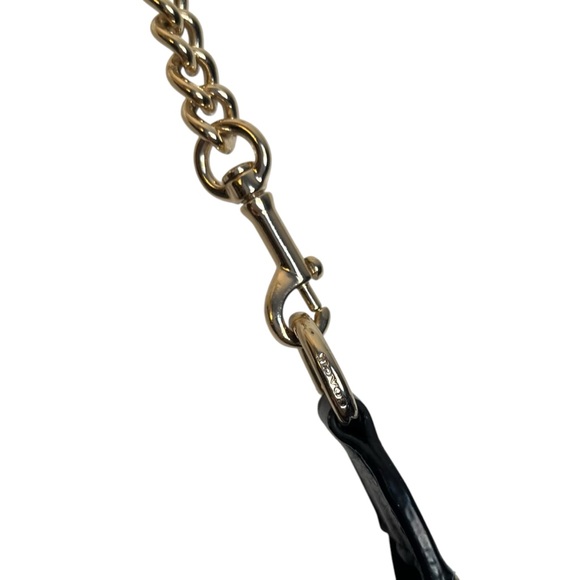 Coach Nolita 19 Black Pebbled Leather Gold Chain Shoulder Bag Crescent Purse - Picture 5 of 12